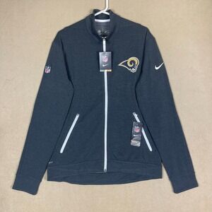 Nike Sweatshirt Adult Large Gray LA Rams Swoosh Dri Fit Full‎ Zip NFL Mens NWT